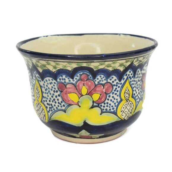 Vintage Mexican Pottery Cachepot Talavera San Pablo Del Monte Tlaxcala Mexico - Picture 5 of 9